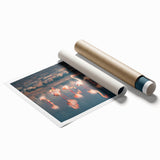 Extra large rolled print of a Cyprus landscape with vibrant floral elements, ideal for classy bathroom wall art.