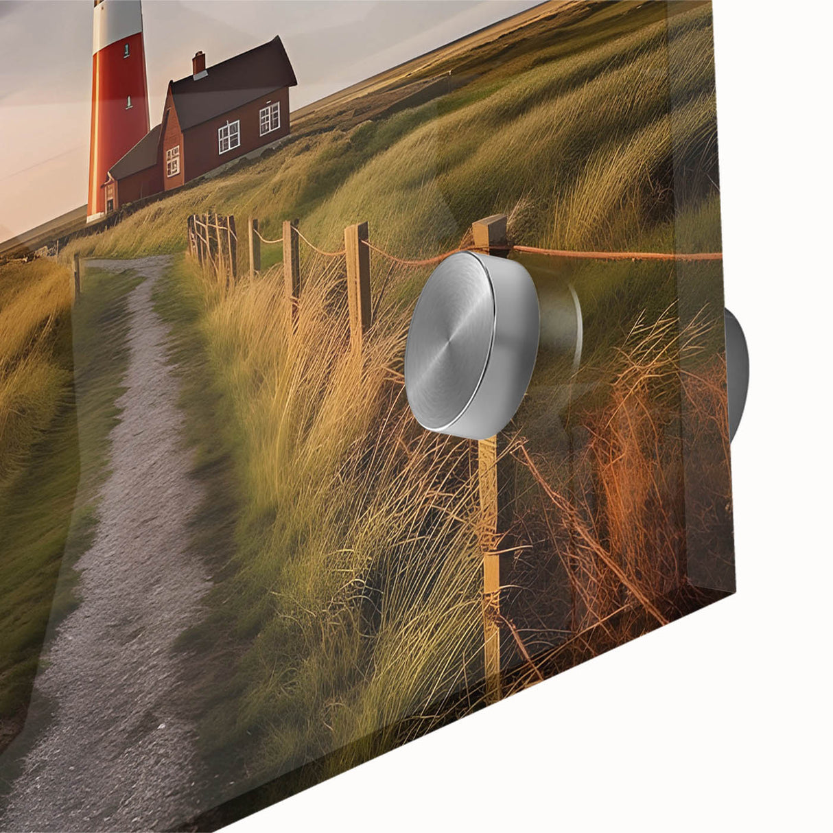 Large abstract wall art of a European scenery in Denmark, featuring muted earth tones on acrylic glass.