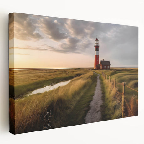 European Denmark scenery on stretched canvas in muted earth tones, suitable for kitchen wall art.