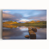 Black and white photograph of Cumbria landscape on stretched canvas, ideal for kitchen wall art.