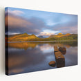 Scenic Cumbria landscape on large stretched canvas, featuring lush greenery and tranquil blue sky.