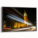Black and white vintage poster art of London landscape on framed canvas, ideal for bedroom wall decor.
