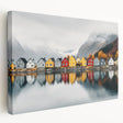 Scenic Finnish landscape on large stretched canvas, featuring cool tones of blue and green, ideal for kitchen wall art.