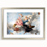 Extra large abstract print of Paris scenery in textured silver frame, suited for living room decor.