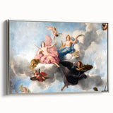 Landscape art painting of a Parisian scene in vintage poster style, featuring colorful art on black framed canvas.