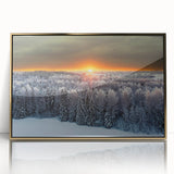 Art Deco poster of a European scenery in Latvia, with muted gold and blue tones on framed acrylic.