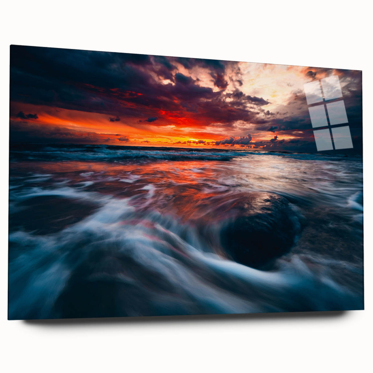 Large abstract wall art of a European Lithianian scenery in muted earth tones on acrylic glass.