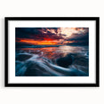Extra large abstract art print featuring a colorful, textured depiction of a European scenery on a black framed canvas.