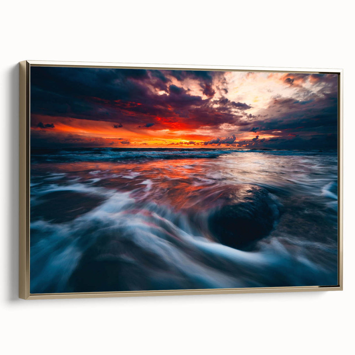 Framed canvas of a vintage-style Lithuanian landscape in muted earth tones, ideal for bedroom wall art.