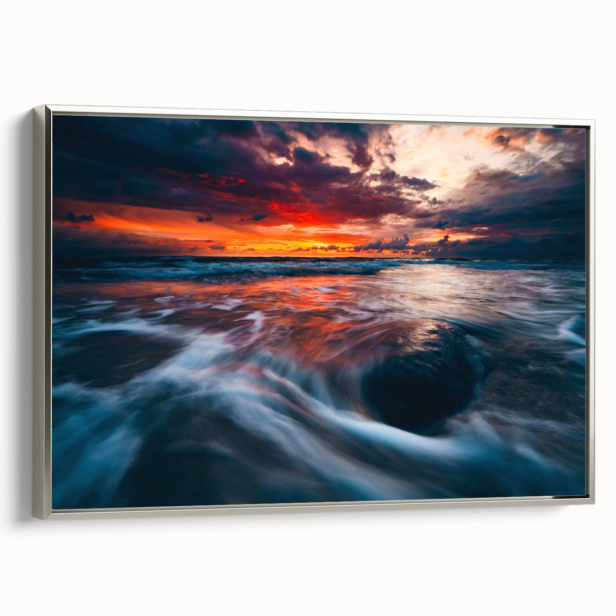 Framed canvas of a vintage-style landscape art painting featuring colorful European scenery, ideal for living room decor.