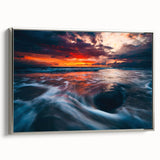 Framed canvas of a vintage-style landscape art painting featuring colorful European scenery, ideal for living room decor.