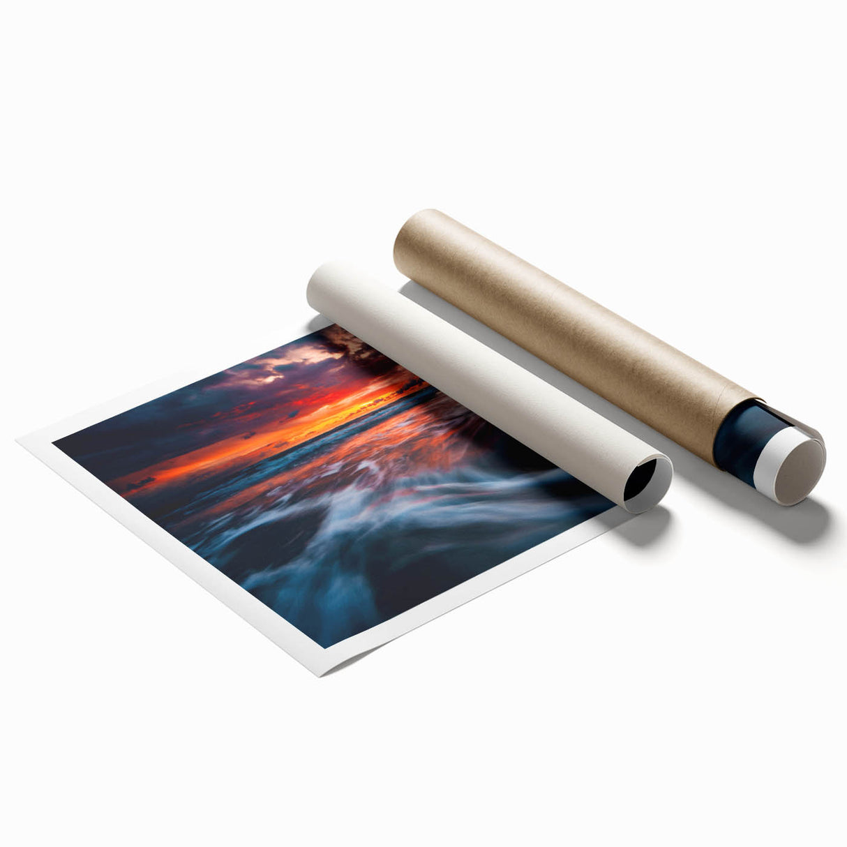 Extra large rolled print depicting a serene Lithuanian landscape with lush greenery and floral elements.