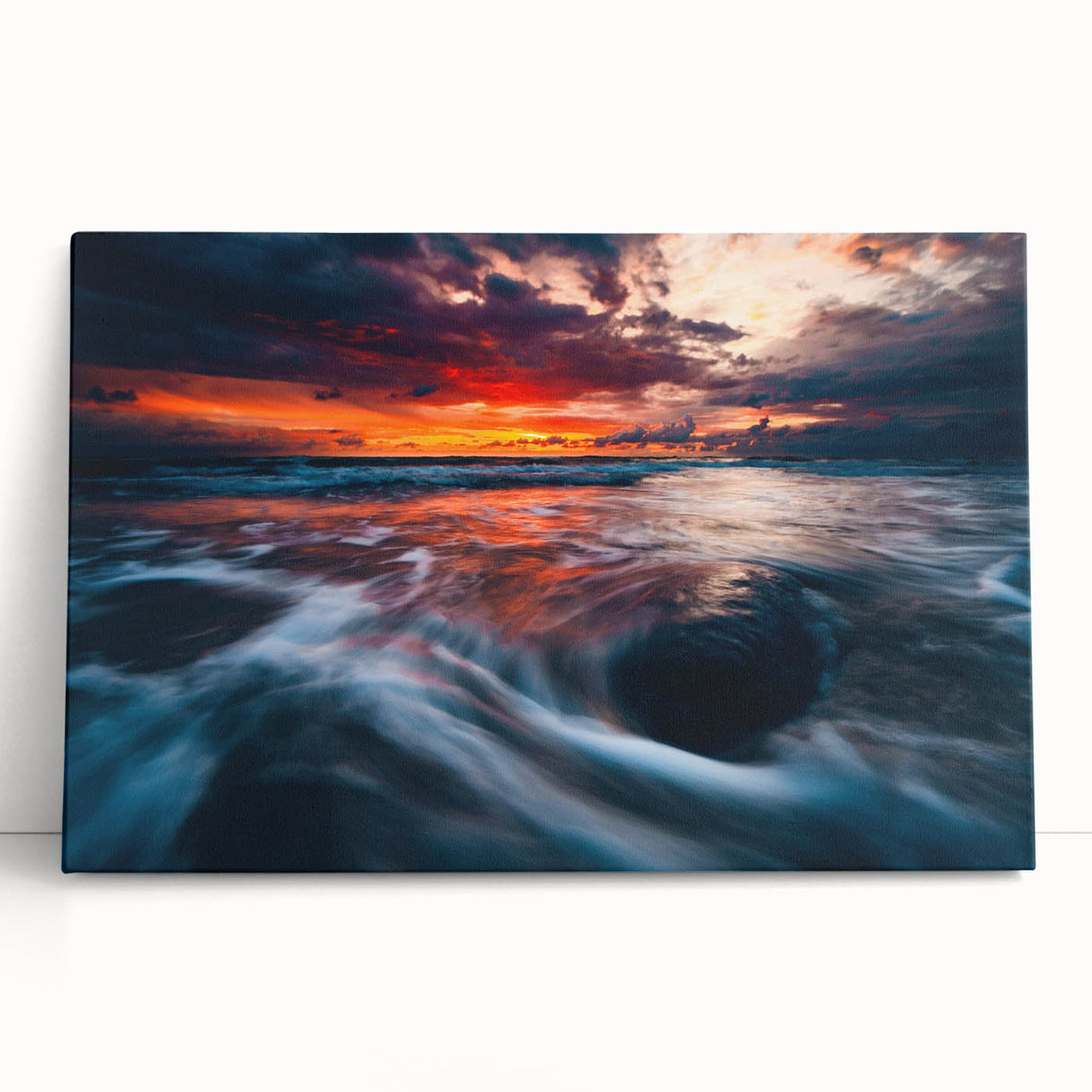 Black and white photograph of a European landscape on stretched canvas, suited for kitchen wall art.