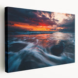 Lithuanian landscape on large stretched canvas with muted earth tones, ideal for kitchen wall art.