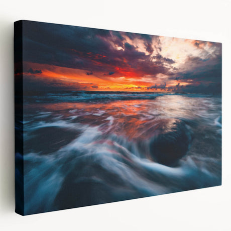 Lithuanian landscape on large stretched canvas with muted earth tones, ideal for kitchen wall art.