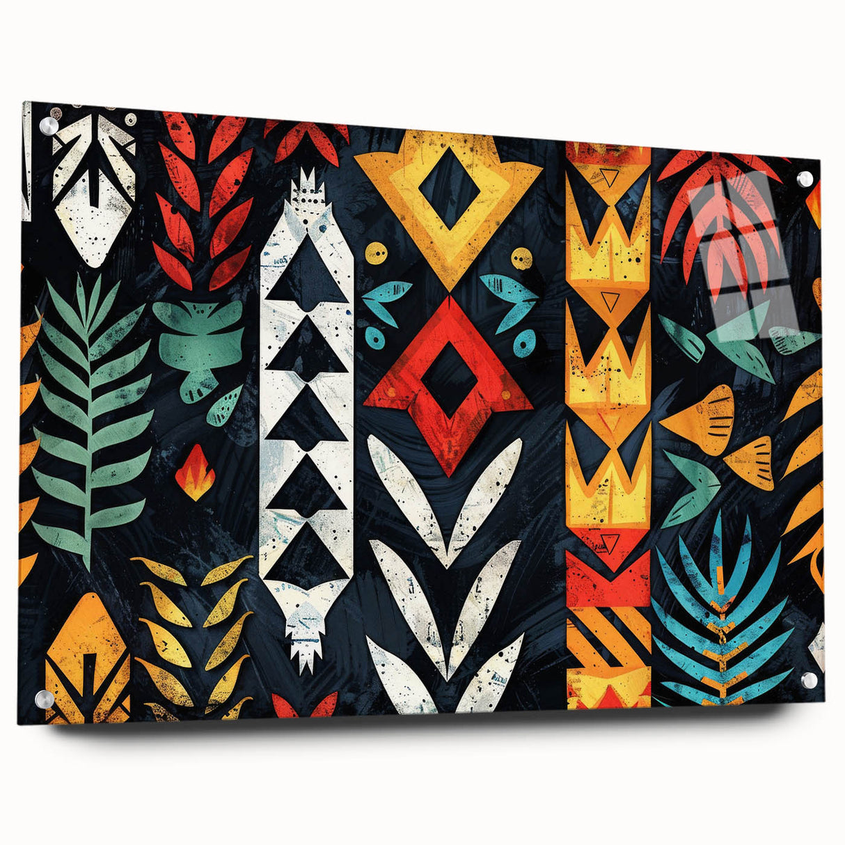 Large abstract wall art of Fiji scenery on acrylic glass, featuring vibrant ocean and sky colors.
