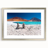 Textured abstract art print of a Bolivian landscape in muted earth tones on a framed canvas, ideal for bedroom art.