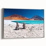 Framed canvas landscape art painting of a Bolivian scenery in vibrant colors.