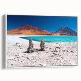 Vintage poster art of a Bolivian landscape on framed canvas, featuring colorful art in extra large size.