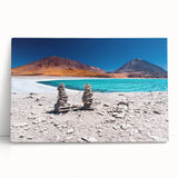 Black and white photograph of Bolivian landscape on stretched canvas, ideal for kitchen wall art.