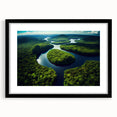 Extra large abstract art print depicting vibrant, colorful scenery of Brazil on textured canvas, framed in black.