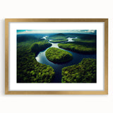 Extra large abstract art print of a textured Brazilian landscape in earth tones, framed in gold, ideal for living room decor.