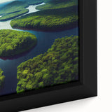 Extra large black framed canvas of a textured, colorful Brazilian scenery, ideal for living room decor.