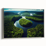 Landscape art painting of a Brazilian scene on framed canvas, featuring vibrant colors and vintage poster style.