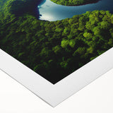 Art deco poster featuring a vibrant, stylized depiction of a Brazilian landscape on rolled canvas.