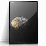 Large abstract wall art depicting autumnal trees in warm orange and red tones on a black acrylic framed print.