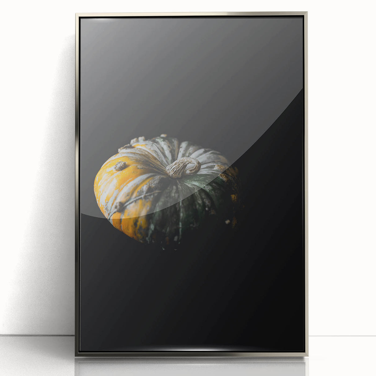 Mid-century modernist art depicting an autumnal scene in acrylic, framed in silver, suitable for nursery wall art.