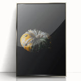 Mid-century modernist art depicting an autumnal scene in acrylic, framed in silver, suitable for nursery wall art.