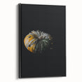 Black and white landscape art painting on framed canvas, depicting a vintage-style autumn scene.