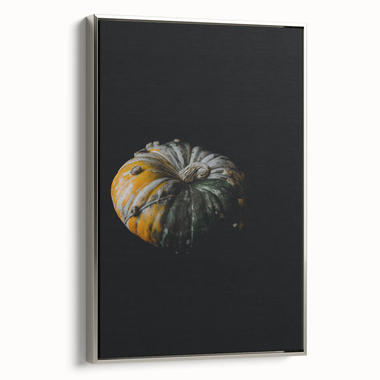 Framed canvas depicting a vintage-style landscape painting with autumnal trees in vibrant colors.