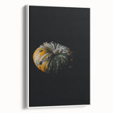 Vintage poster art of an autumn scene with colorful leaves on a black canvas, framed, ideal for living room decor.