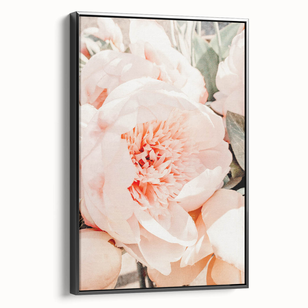 Black and white framed canvas featuring a vintage landscape painting, ideal for bedroom wall art.