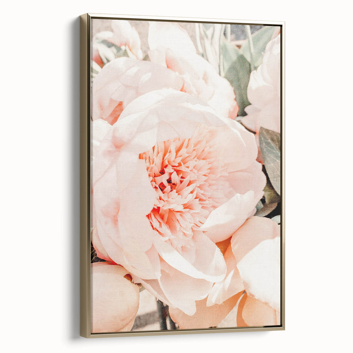 Framed canvas featuring a vintage landscape painting of spring with muted green and gold tones, ideal for bedroom wall art.