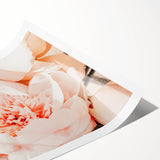 Extra large wall art featuring line art flowers in subtle pastel shades on a rolled print.