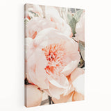 Spring-themed abstract art on stretched canvas, featuring soft green and pink tones, ideal for kitchen wall art.