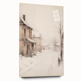 Large abstract wall art depicting a winter scene in muted blue and white tones on acrylic glass.