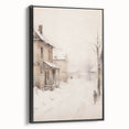 Black and white framed canvas depicting a winter landscape, ideal for bedroom wall art.