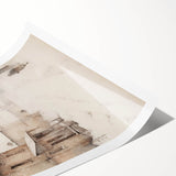 Extra large rolled print featuring line art flowers in muted gray tones, ideal for large living room wall decor.