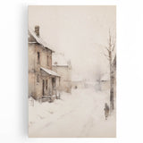 Winter tree silhouette in black and white on large stretched canvas, suitable for kitchen wall art.