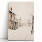 Winter scene in black and white on large stretched canvas, ideal for kitchen wall art or bedroom ambiance.