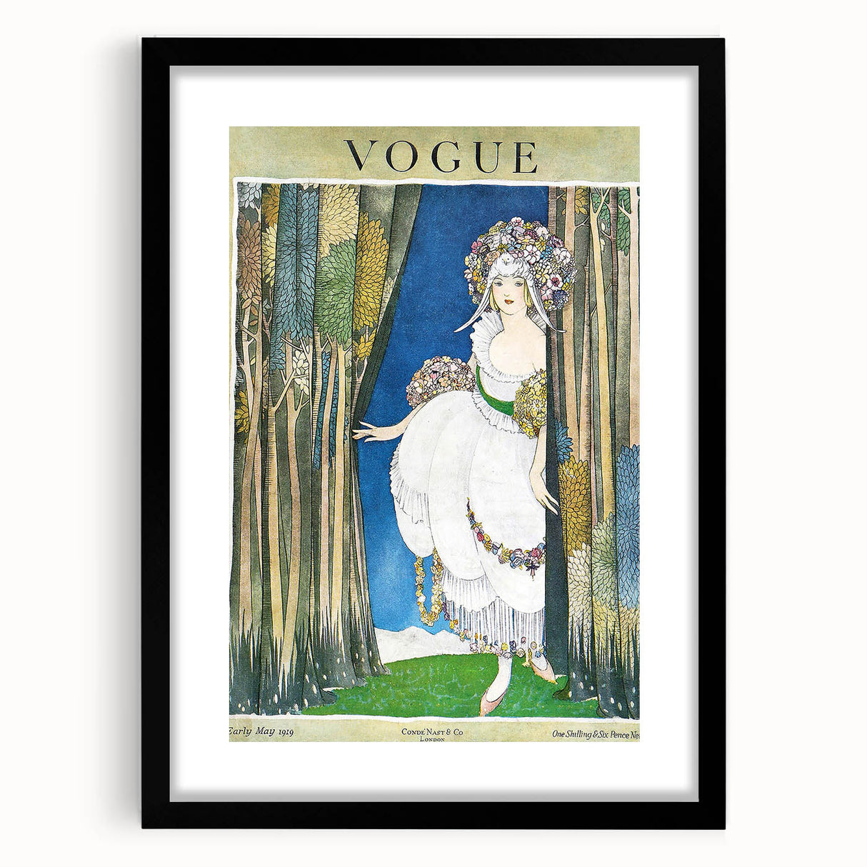 1919 Spring Vogue Cover Print - Floral Fantasy Art Deco Wall Decor
