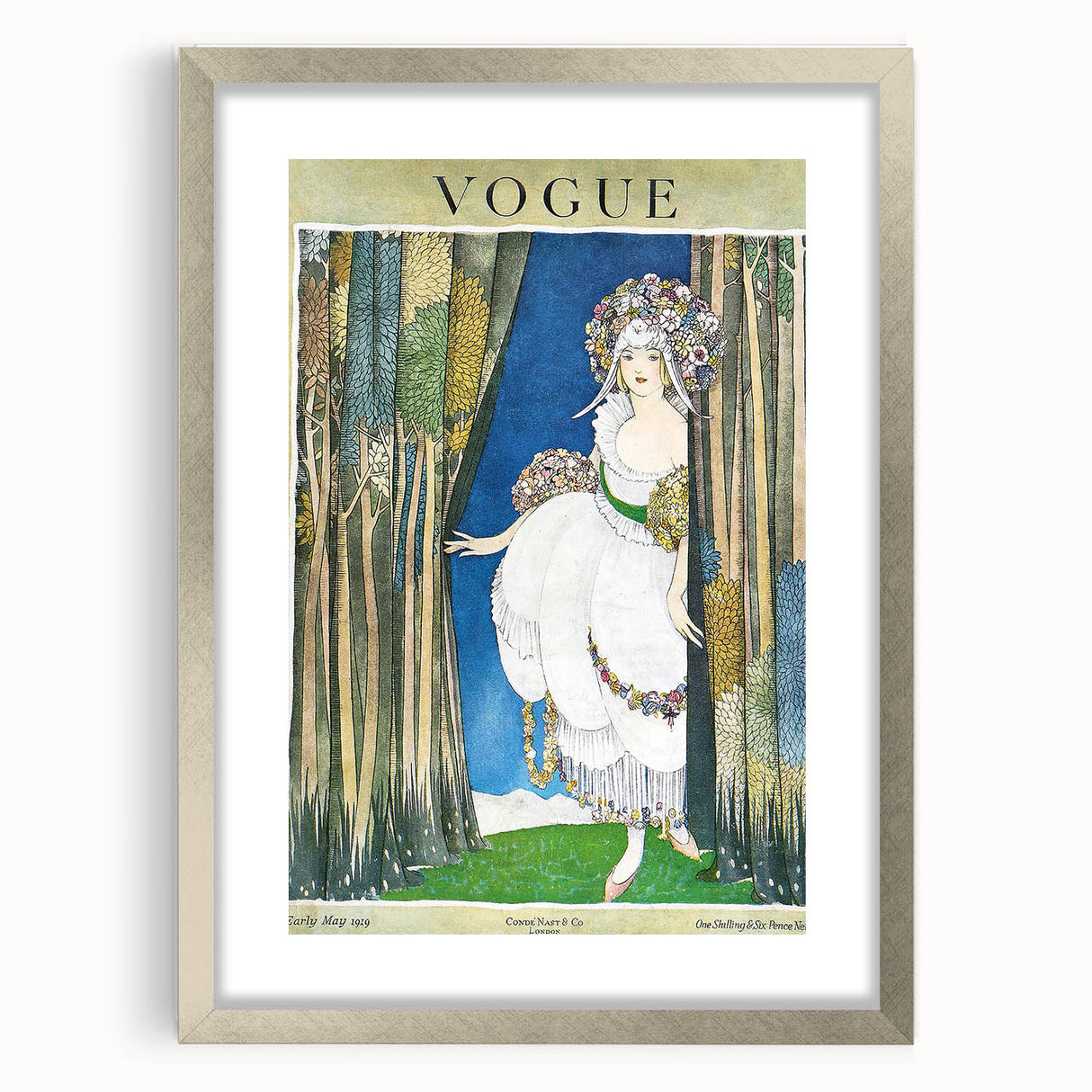 1919 Spring Vogue Cover Print - Floral Fantasy Art Deco Wall Decor