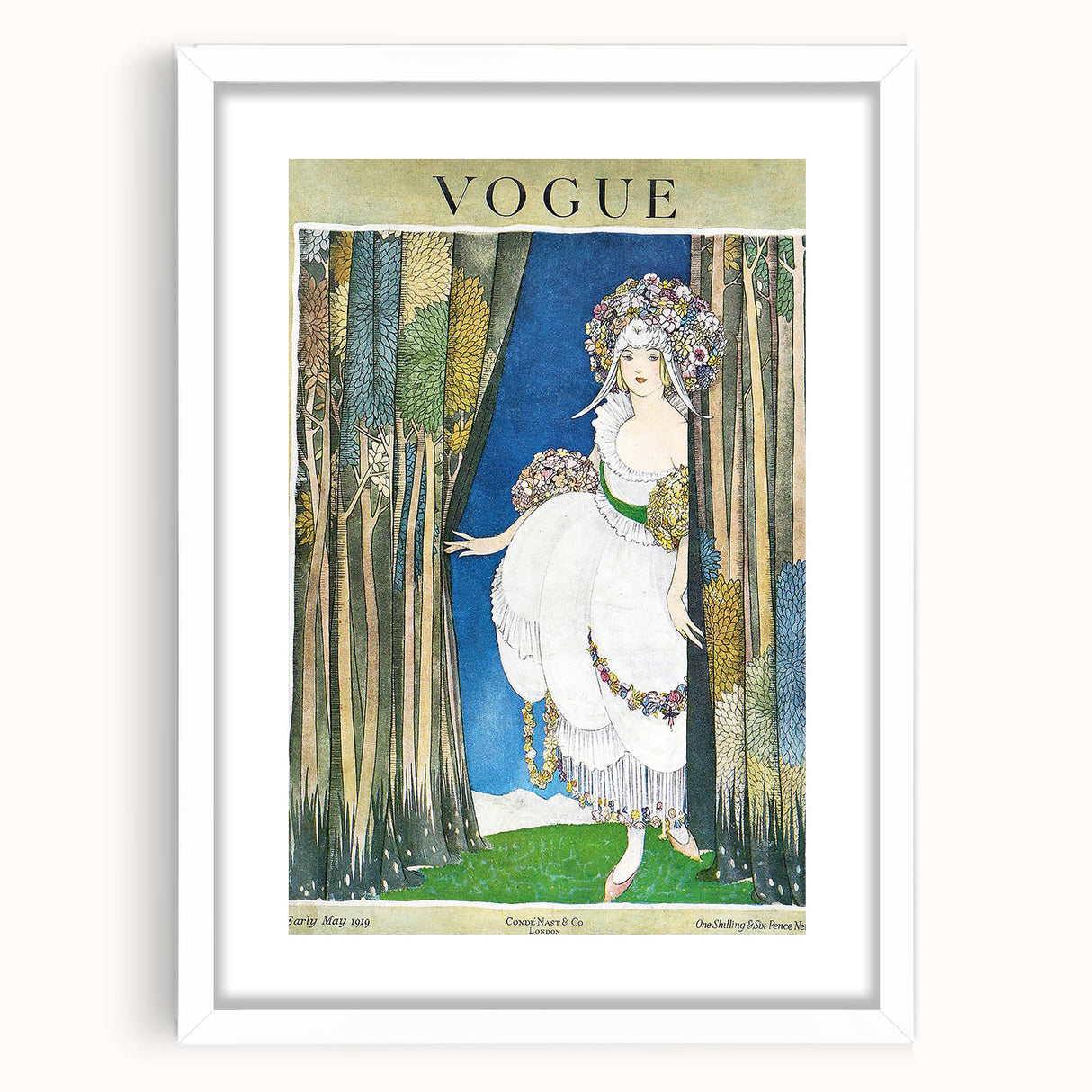 1919 Spring Vogue Cover Print - Floral Fantasy Art Deco Wall Decor