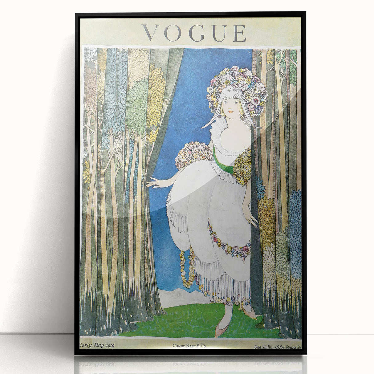 1919 Spring Vogue Cover Print - Floral Fantasy Art Deco Wall Decor