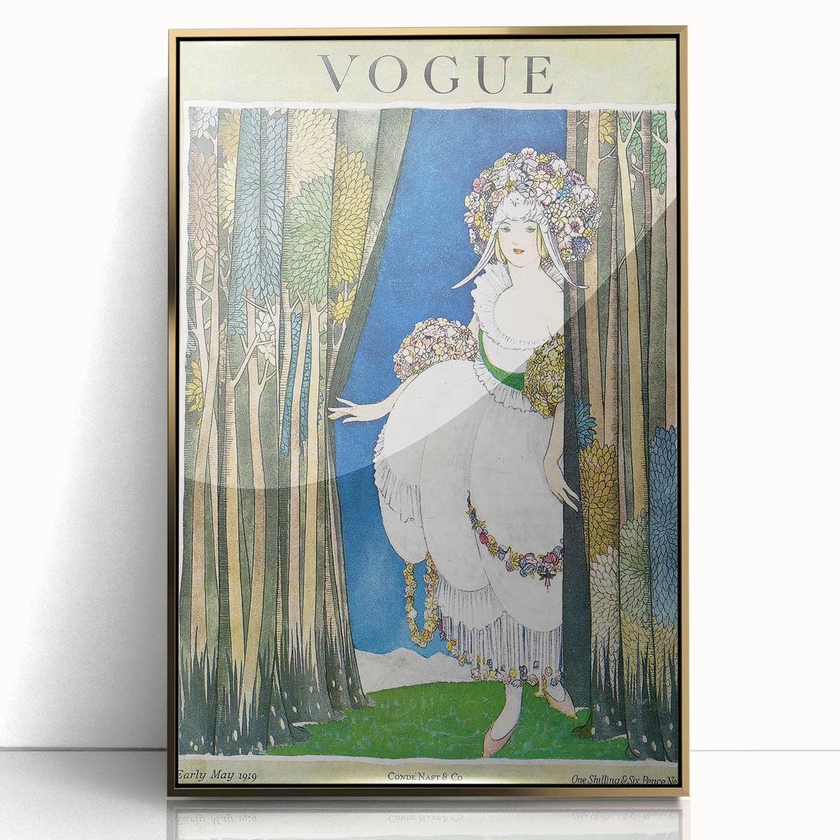 1919 Spring Vogue Cover Print - Floral Fantasy Art Deco Wall Decor