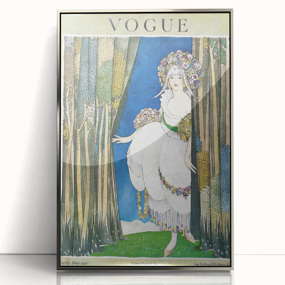 1919 Spring Vogue Cover Print - Floral Fantasy Art Deco Wall Decor